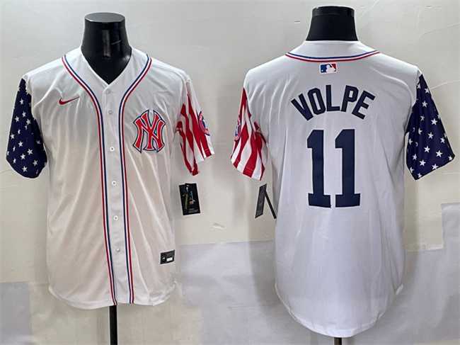 Mens New York Yankees #11 Anthony Volpe White American Style Limited Stitched Jersey